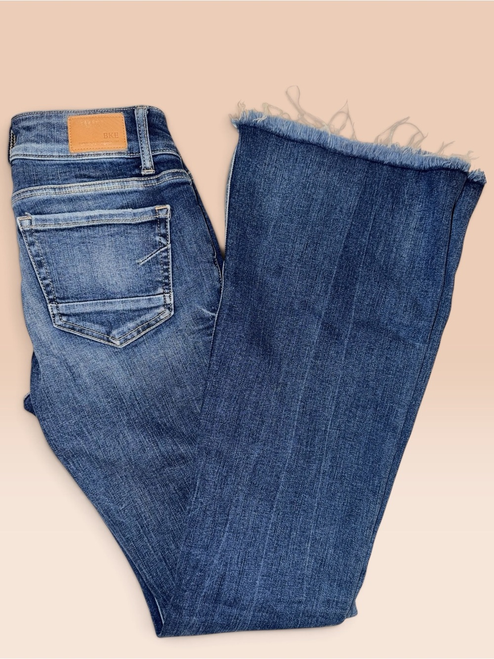 Buckle BKE Stella Slim Fit Women's Blue Frayed Hem Jeans 27 x 35 1/2 Tall